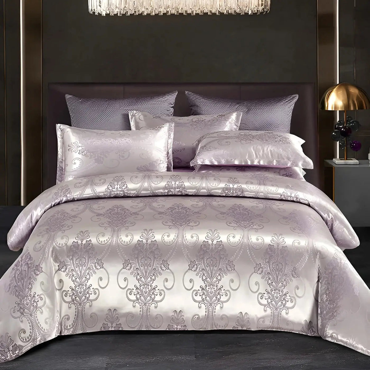 Satin Jacquard Duvet Cover for Luxury Bedroom - Double, Queen, King Sizes, view 2