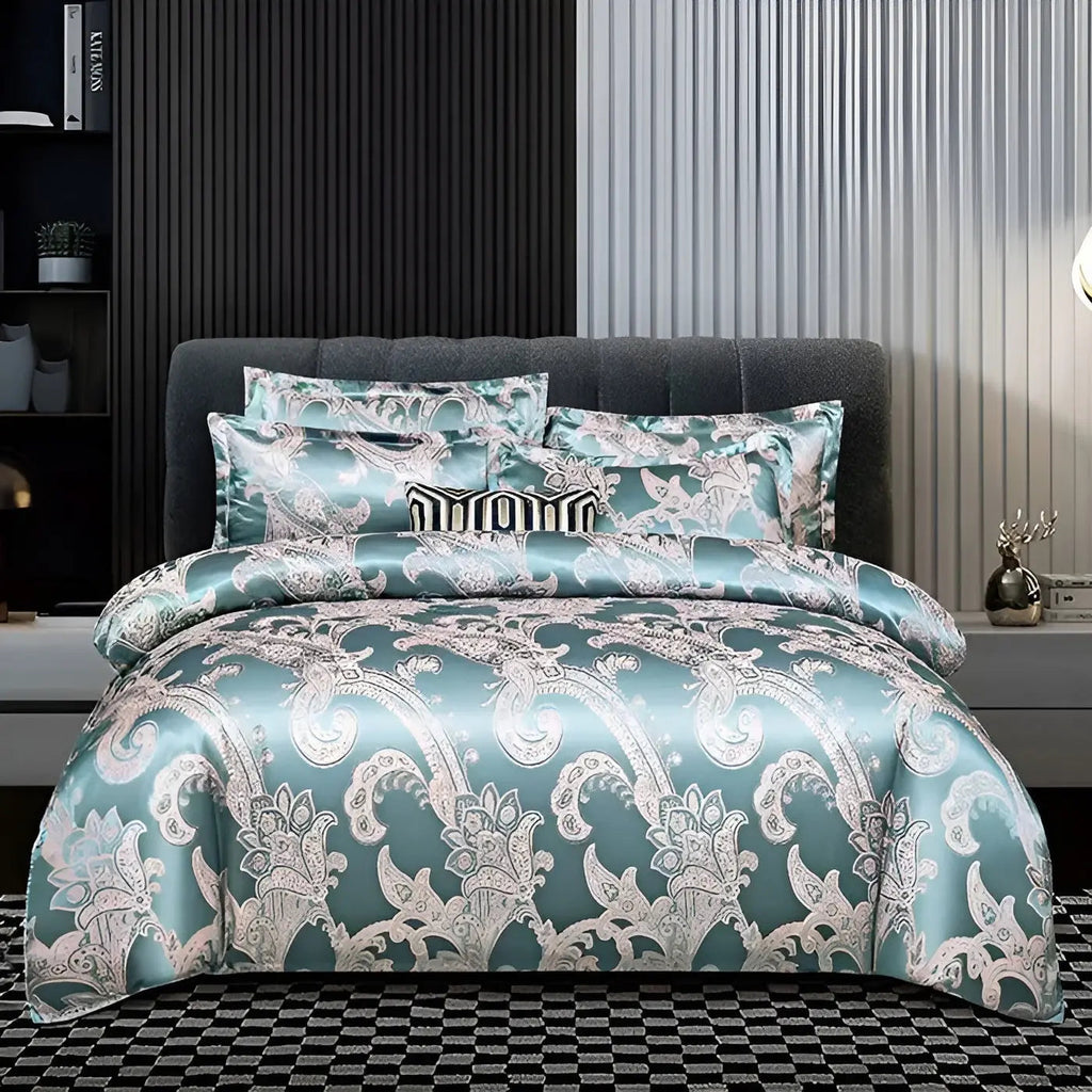 Satin Jacquard Duvet Cover for Luxury Bedroom - Double, Queen, King Sizes, view 4