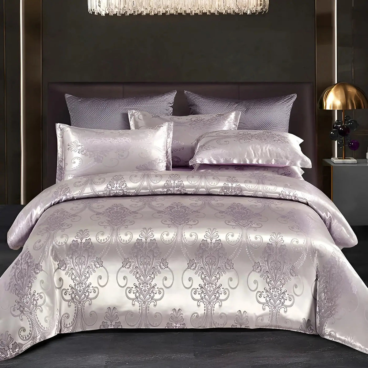 Satin Jacquard Duvet Cover for Luxury Bedroom - Double, Queen, King Sizes