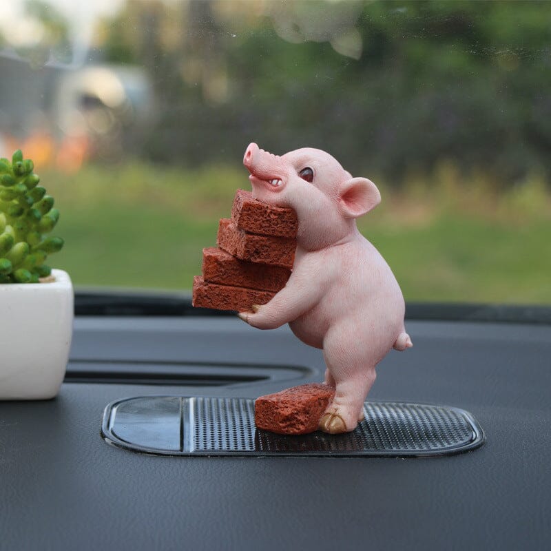 Cute Pig Ornament for Car or Home - Resin Animal Decoration, view 11