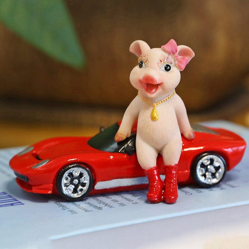Cute Pig Ornament for Car or Home - Resin Animal Decoration, view 18