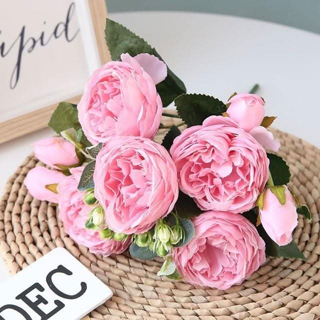 Artificial Peony Bouquet with Blossoms and Buds - Non-Woven Fabric, 30 cm, view 3