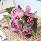 Artificial Peony Bouquet with Blossoms and Buds - Non-Woven Fabric, 30 cm, view 4