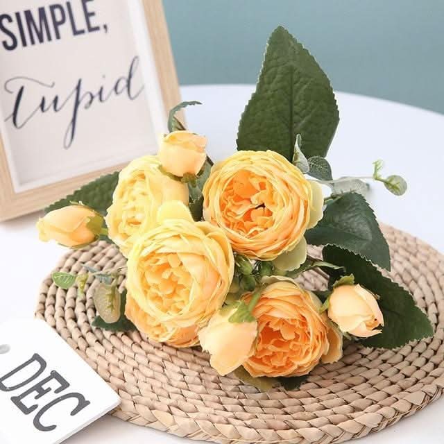Artificial Peony Bouquet with Blossoms and Buds - Non-Woven Fabric, 30 cm, view 5
