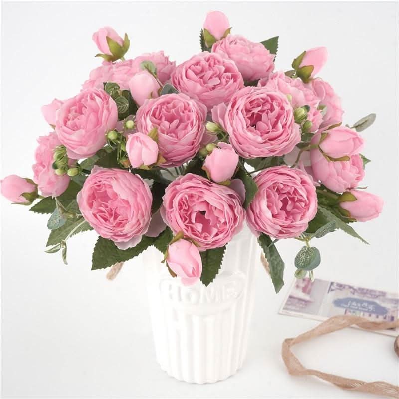 Artificial Peony Bouquet with Blossoms and Buds - Non-Woven Fabric, 30 cm, view 7