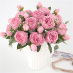 Artificial Peony Bouquet with Blossoms and Buds - Non-Woven Fabric, 30 cm, view 7