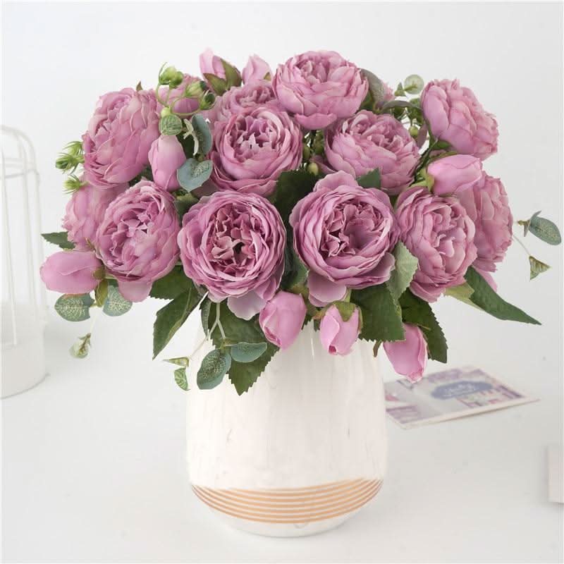 Artificial Peony Bouquet with Blossoms and Buds - Non-Woven Fabric, 30 cm, view 8