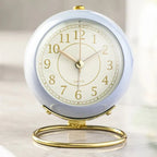 Vintage Style Alarm Clock - Silent, Night Light, Plastic, 10.5 x 9 x 6.5 cm