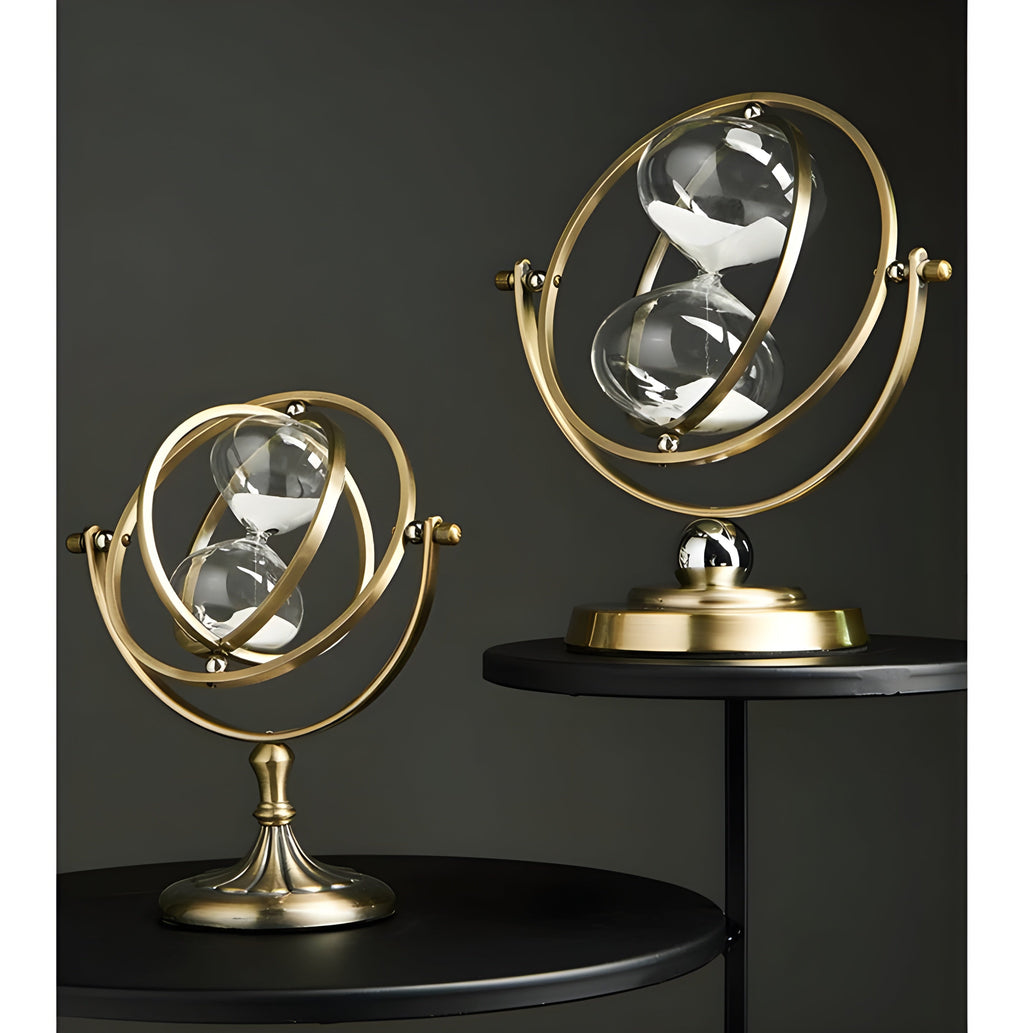 Luxury Hourglass Clock with Gold Brass Frame - 24x22 cm, 30/60 Minute Timer, view 3