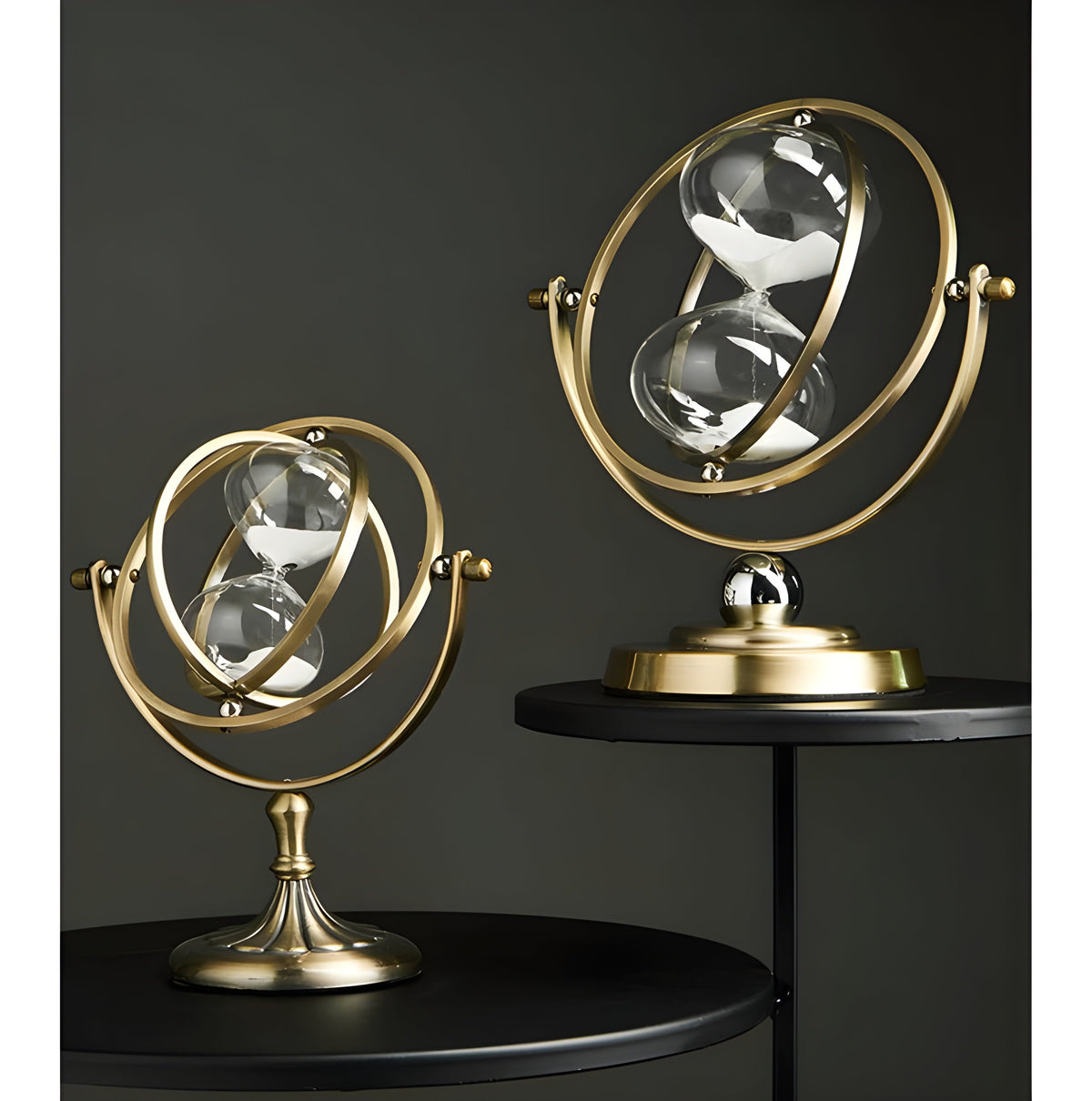Luxury Hourglass Clock with Gold Brass Frame - 24x22 cm, 30/60 Minute Timer, view 3