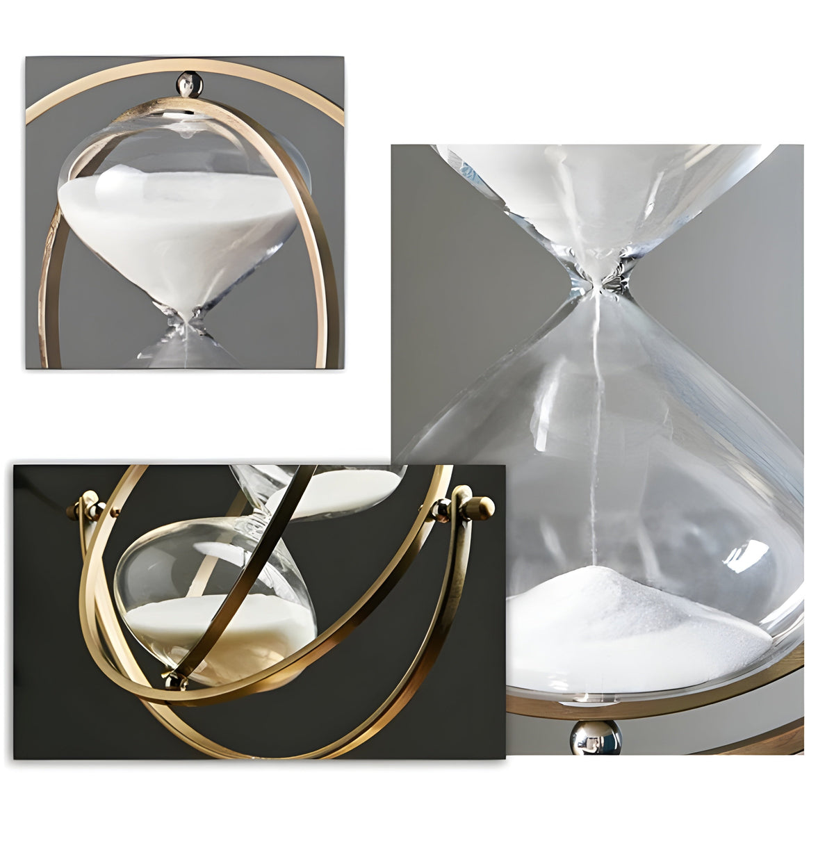 Luxury Hourglass Clock with Gold Brass Frame - 24x22 cm, 30/60 Minute Timer, view 5