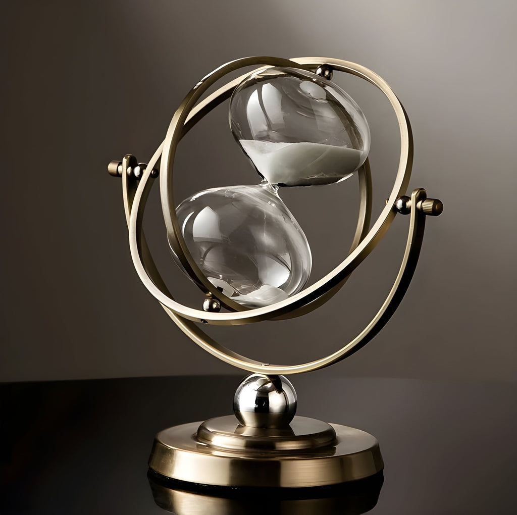 Luxury Hourglass Clock with Gold Brass Frame - 24x22 cm, 30/60 Minute Timer, view 6