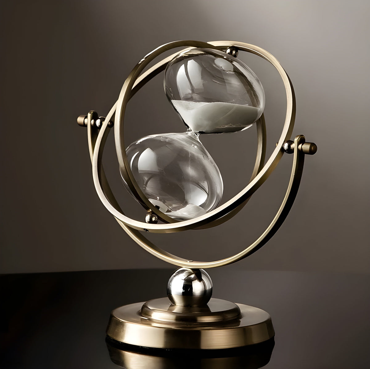 Luxury Hourglass Clock with Gold Brass Frame - 24x22 cm, 30/60 Minute Timer, view 6