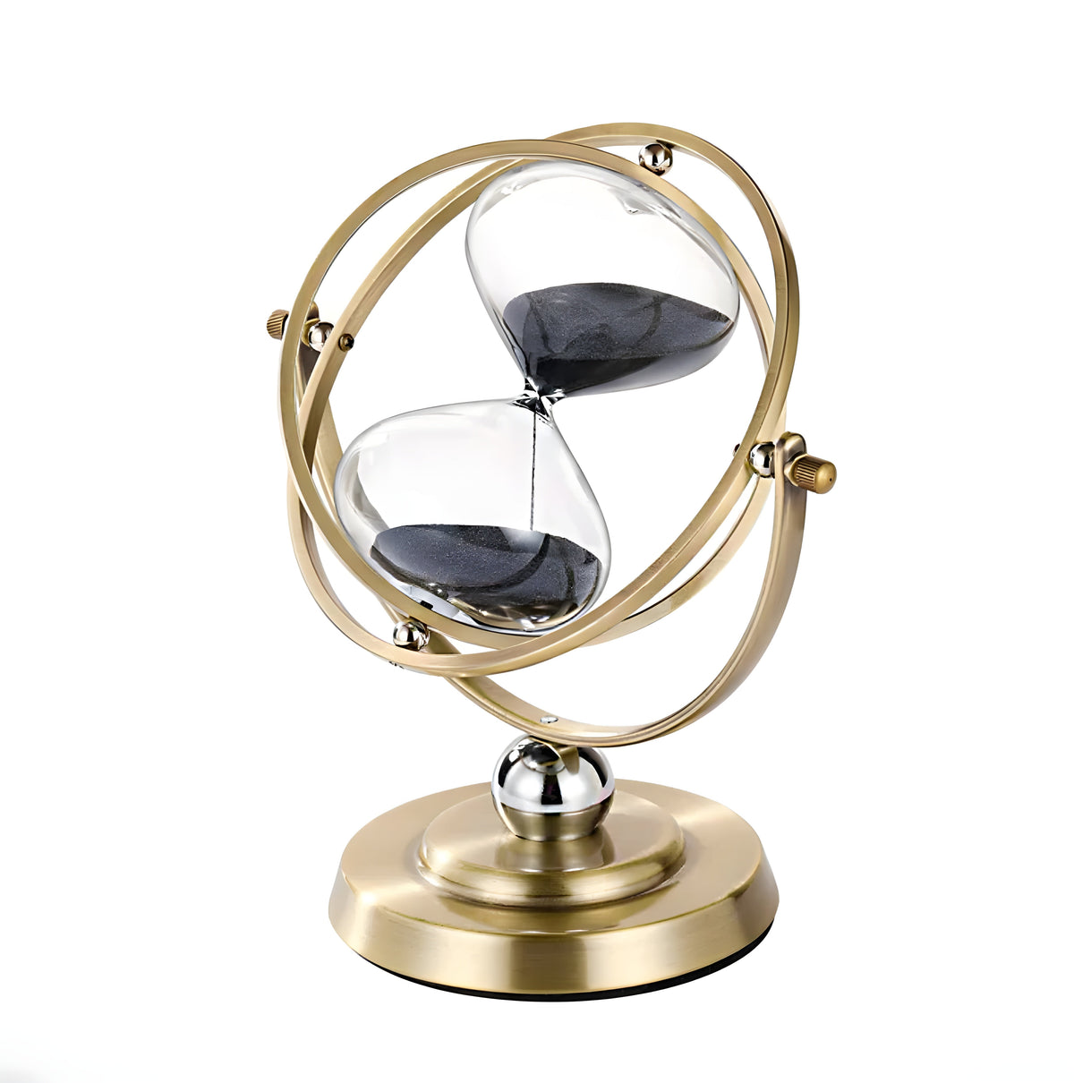Luxury Hourglass Clock with Gold Brass Frame - 24x22 cm, 30/60 Minute Timer, view 7