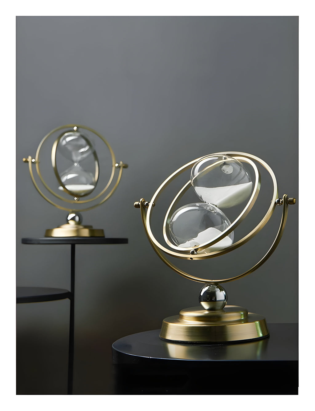 Luxury Hourglass Clock with Gold Brass Frame - 24x22 cm, 30/60 Minute Timer