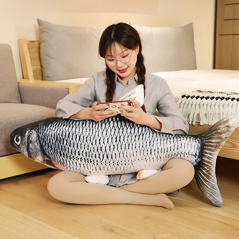 Giant Fish Plush Realistic Pillow - 15.75in x 23.62in, PP Cotton Filling