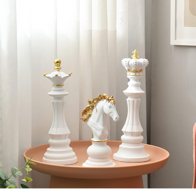 Black and Gold Decorative Chess Pieces Set - Polyresin, 20-30 cm, view 2