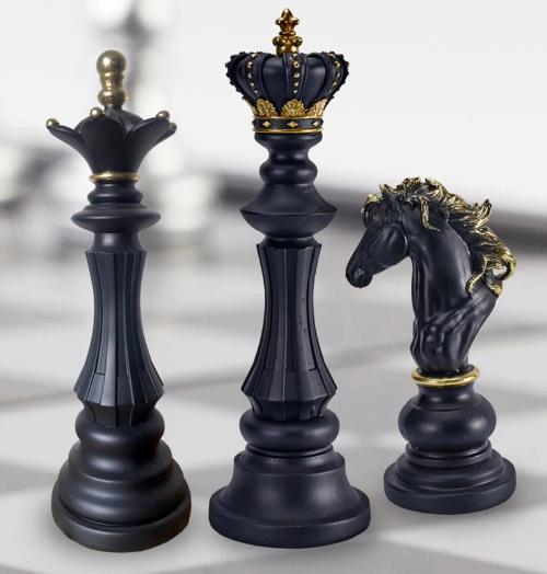 Black and Gold Decorative Chess Pieces Set - Polyresin, 20-30 cm, view 3