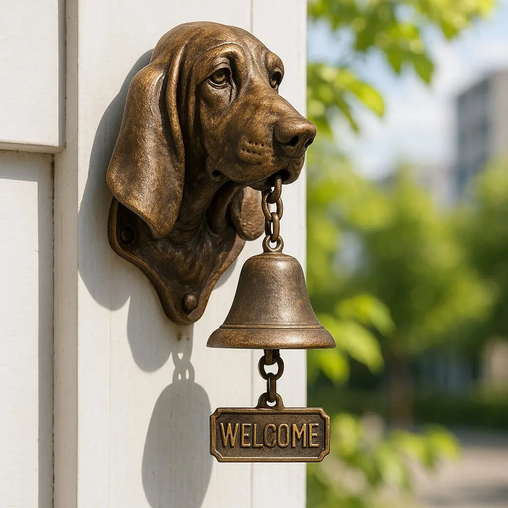 Wall-Mounted Bronze Welcome Bell with German Shepherd Design - 27 x 13 cm, view 2