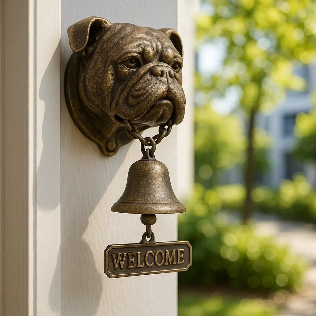Wall-Mounted Bronze Welcome Bell with German Shepherd Design - 27 x 13 cm, view 3