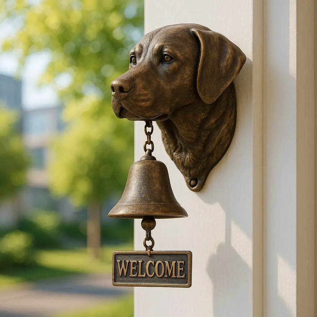 Wall-Mounted Bronze Welcome Bell with German Shepherd Design - 27 x 13 cm, view 4