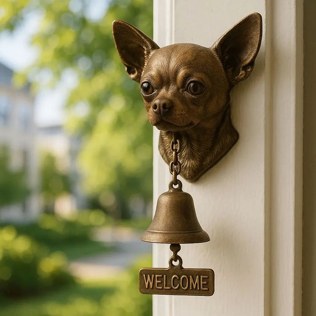 Wall-Mounted Bronze Welcome Bell with German Shepherd Design - 27 x 13 cm, view 8