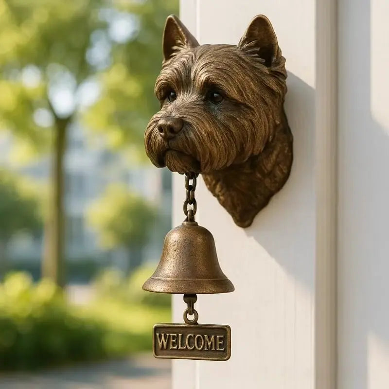 Wall-Mounted Bronze Welcome Bell with German Shepherd Design - 27 x 13 cm, view 9