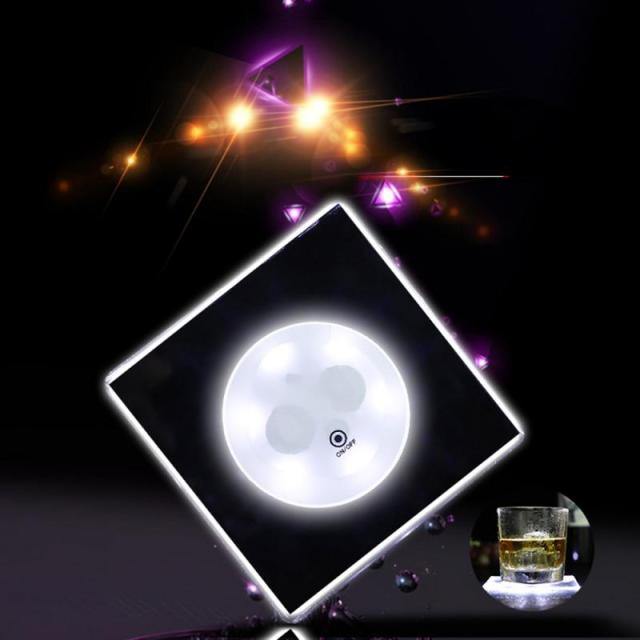 Acrylic Ultra-Thin LED Coaster - 0.3 cm Thick, White or Colourful Light