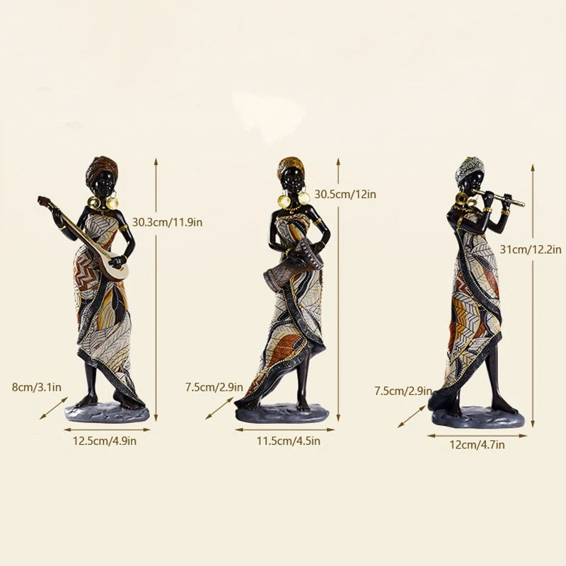 African Female Musician Sculpture - Hand-Painted Resin, 500g, view 11