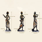 African Female Musician Sculpture - Hand-Painted Resin, 500g, view 11