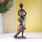 African Female Musician Sculpture - Hand-Painted Resin, 500g, view 3