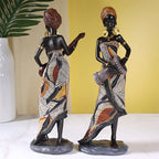 African Female Musician Sculpture - Hand-Painted Resin, 500g, view 4