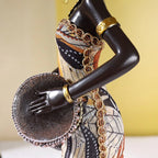 African Female Musician Sculpture - Hand-Painted Resin, 500g, view 6