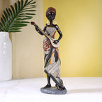 African Female Musician Sculpture - Hand-Painted Resin, 500g