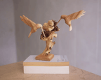 Handmade Hummingbird Feeding on Flower Sculpture - Parasite Wood, Home Decor, view 11
