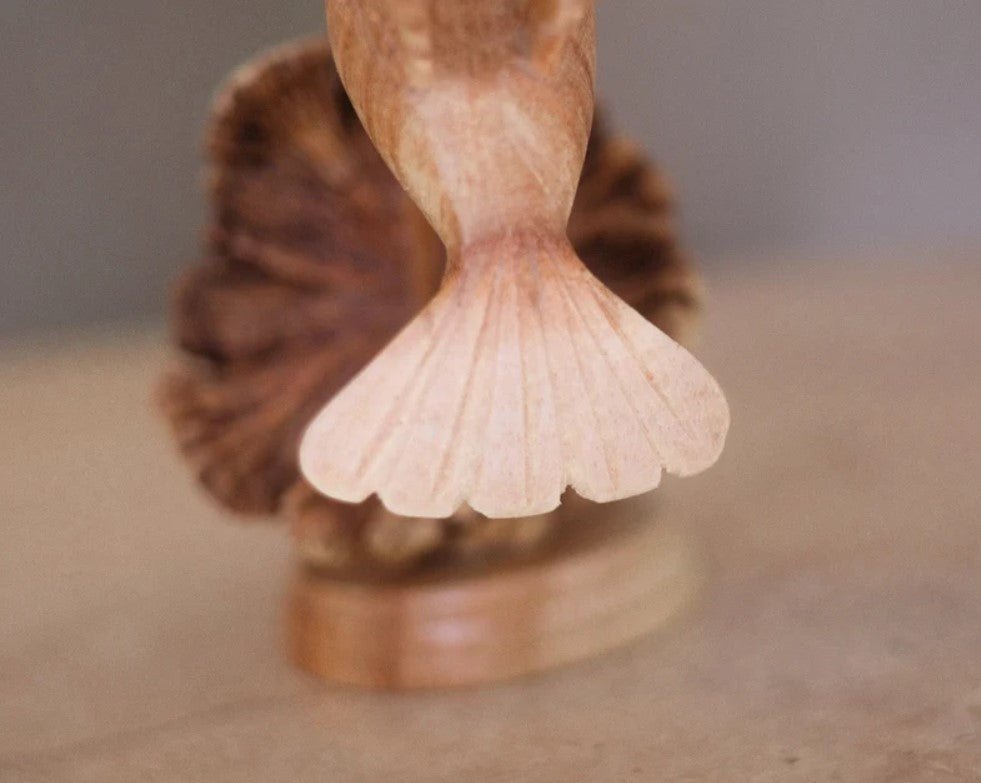 Handmade Hummingbird Feeding on Flower Sculpture - Parasite Wood, Home Decor, view 6