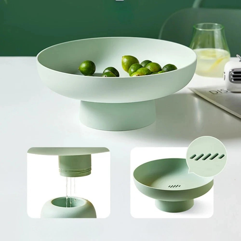 Retro Fruit Bowl with Vintage Leaf Design - Plastic Ceramic-Like Finish, 11.5 cm, view 3