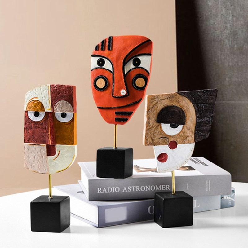 Abstract Pop Art Face Home Sculpture - Geometric Design, Vibrant Colours, view 10
