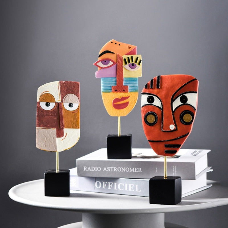 Abstract Pop Art Face Home Sculpture - Geometric Design, Vibrant Colours, view 11