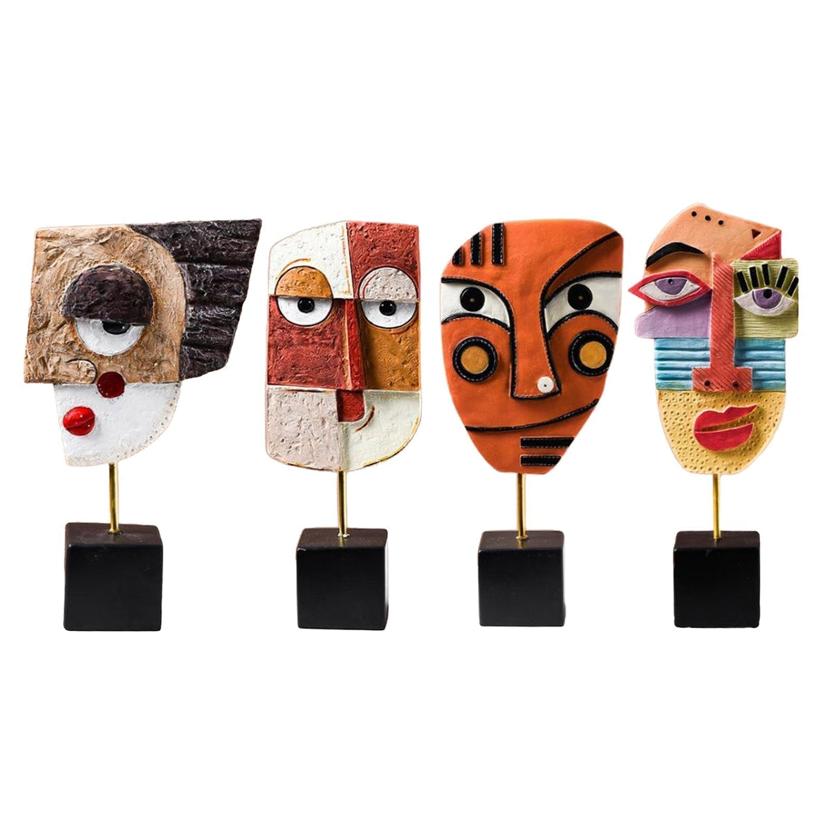 Abstract Pop Art Face Home Sculpture - Geometric Design, Vibrant Colours, view 13