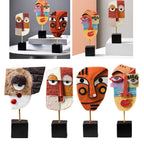 Abstract Pop Art Face Home Sculpture - Geometric Design, Vibrant Colours, view 2