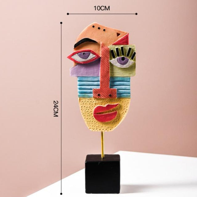 Abstract Pop Art Face Home Sculpture - Geometric Design, Vibrant Colours, view 3