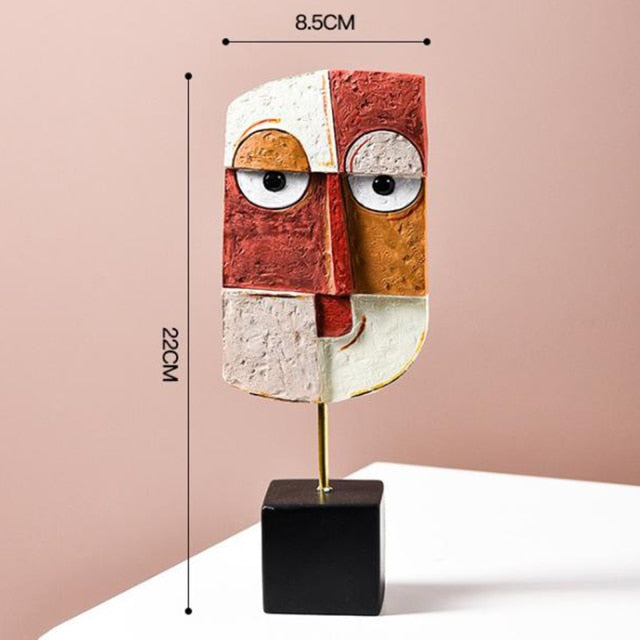 Abstract Pop Art Face Home Sculpture - Geometric Design, Vibrant Colours, view 4