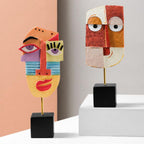 Abstract Pop Art Face Home Sculpture - Geometric Design, Vibrant Colours, view 7