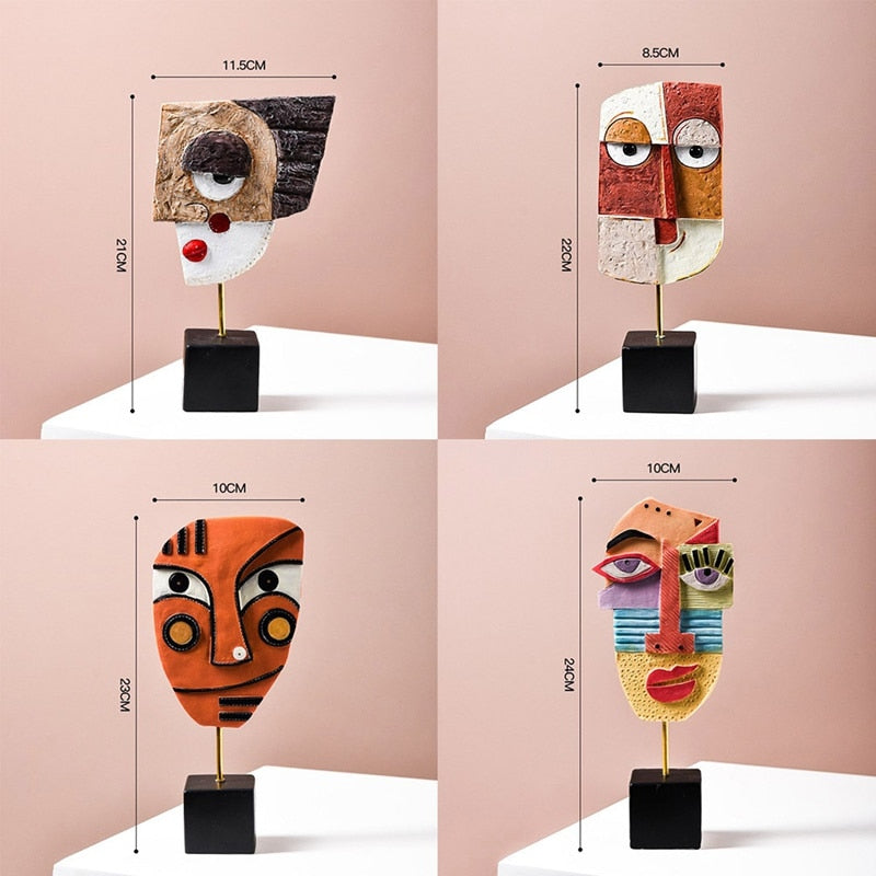 Abstract Pop Art Face Home Sculpture - Geometric Design, Vibrant Colours, view 8