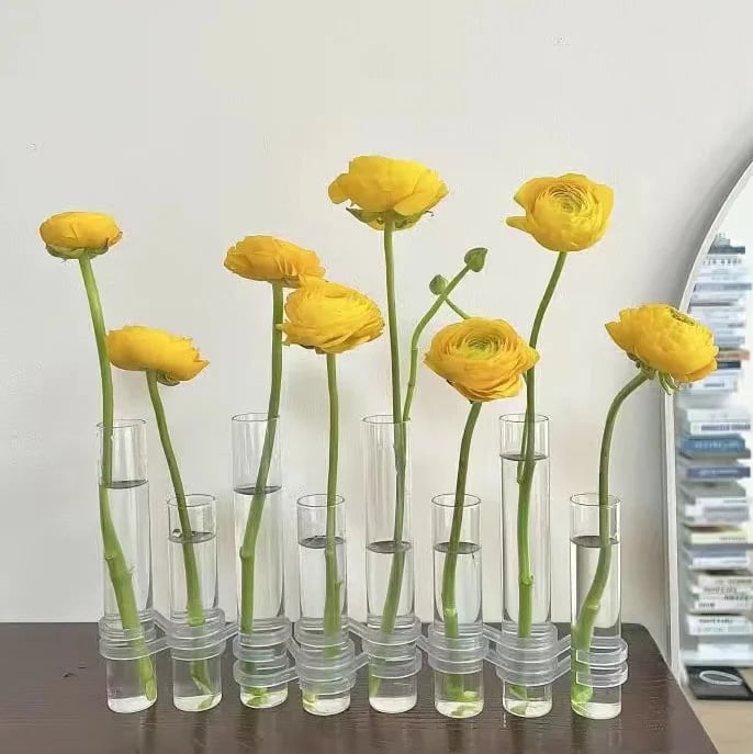 Flexible Glass Tube Flower Vase with Hinges - Borosilicate, 6 or 8 Tubes, view 2