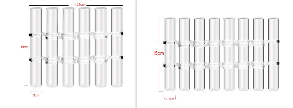 Flexible Glass Tube Flower Vase with Hinges - Borosilicate, 6 or 8 Tubes, view 3