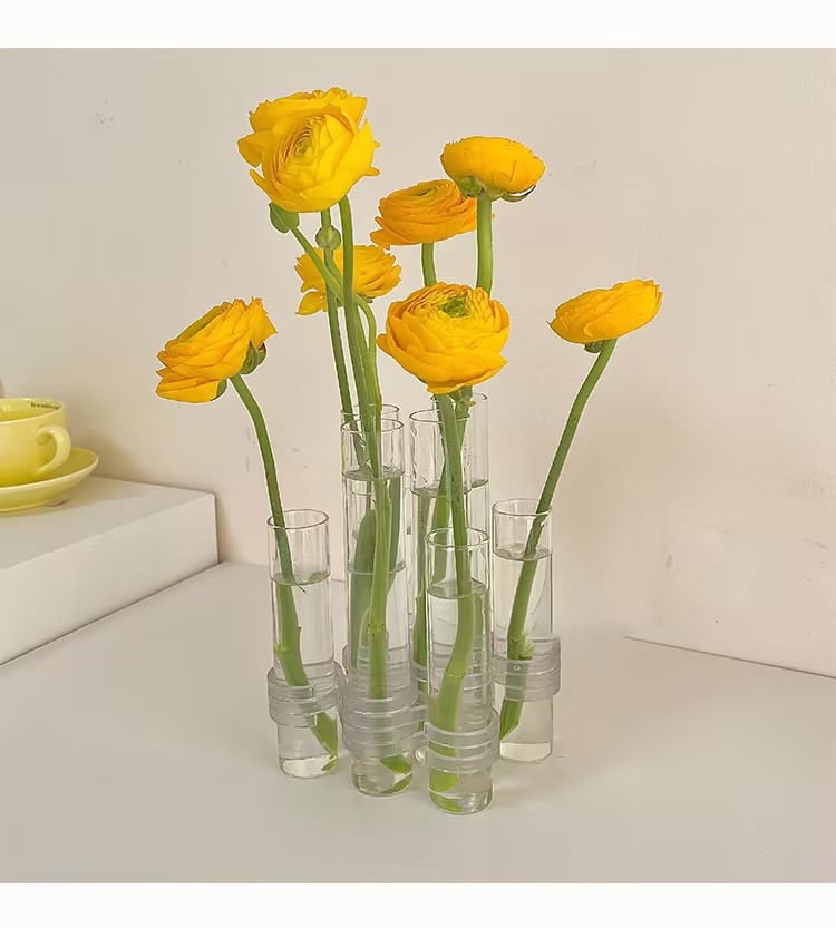 Flexible Glass Tube Flower Vase with Hinges - Borosilicate, 6 or 8 Tubes, view 5