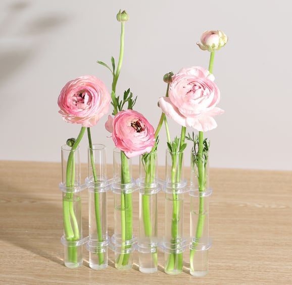 Flexible Glass Tube Flower Vase with Hinges - Borosilicate, 6 or 8 Tubes, view 7