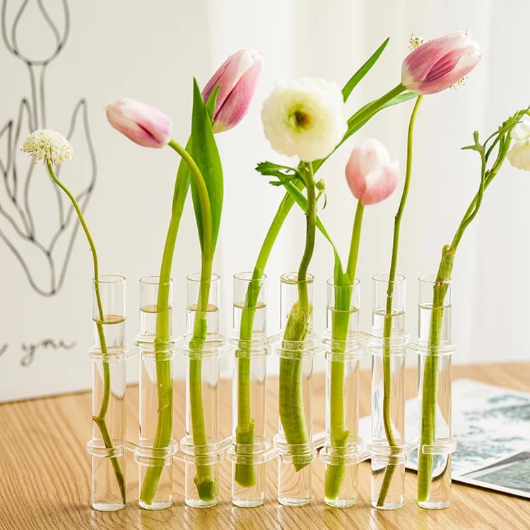 Flexible Glass Tube Flower Vase with Hinges - Borosilicate, 6 or 8 Tubes, view 9